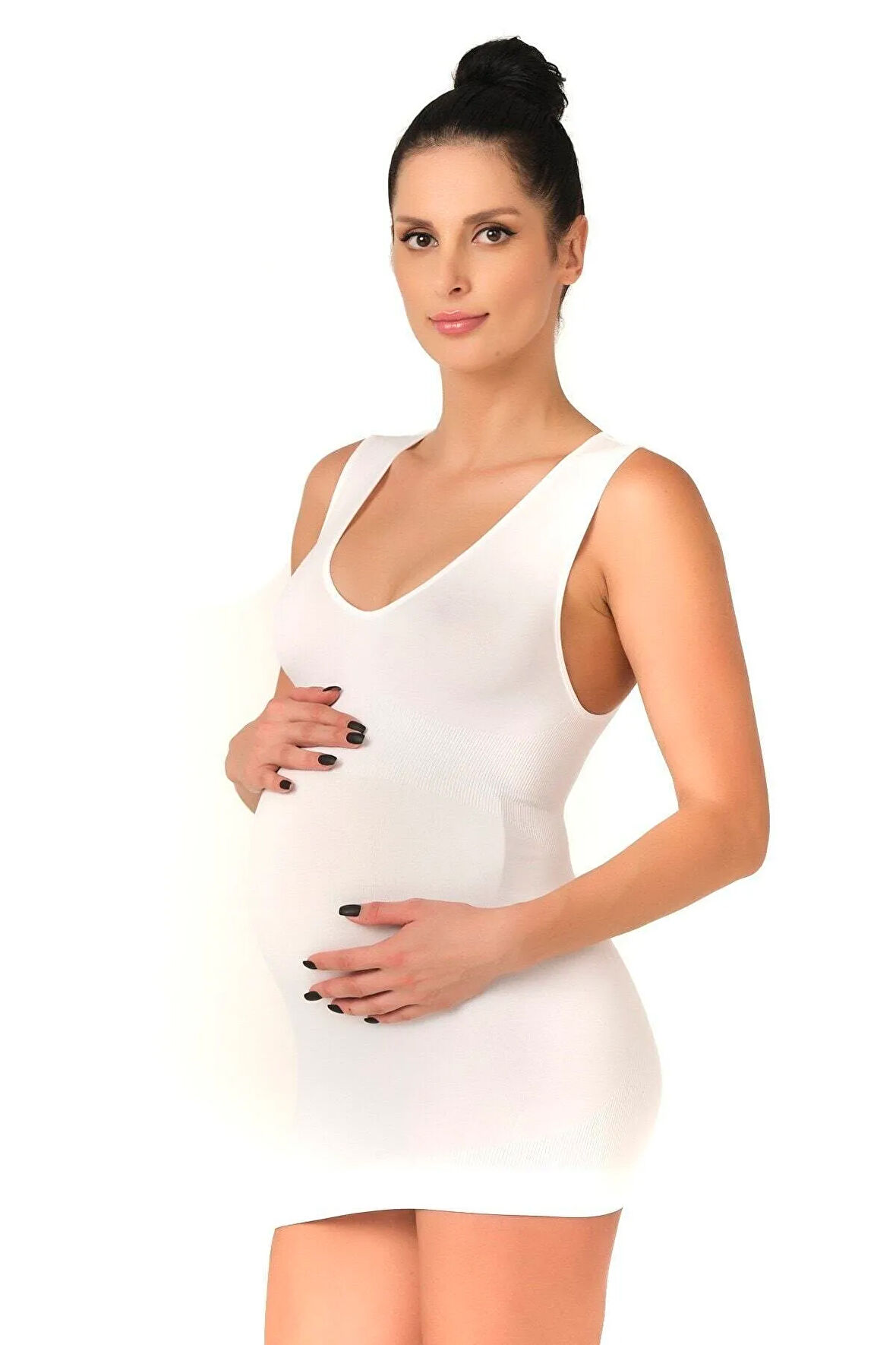 Kadın Beyaz Seamless Dikişsiz Hamile Atlet 5200