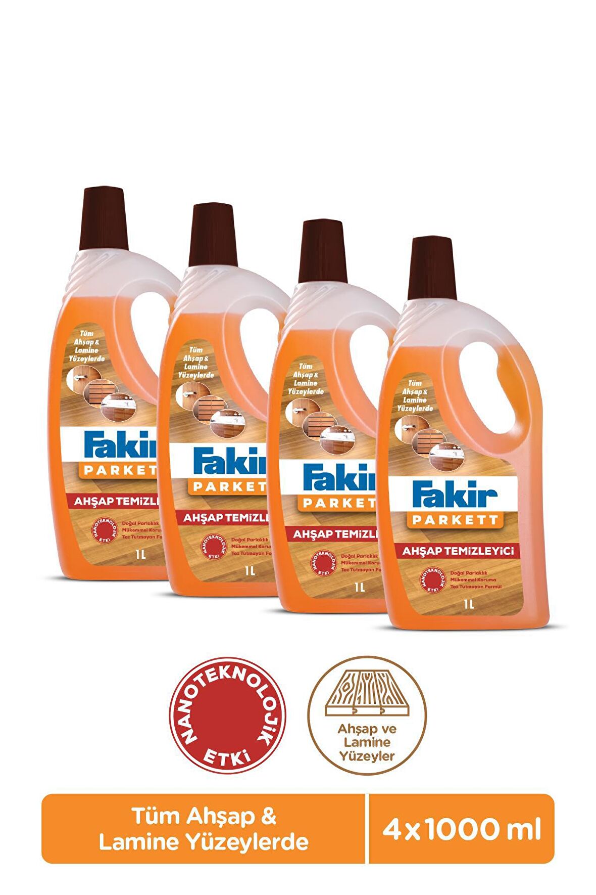 Fakir Parkett Nano Teknolojili Ahşap Temizleyici 1000ml x 4 Adet