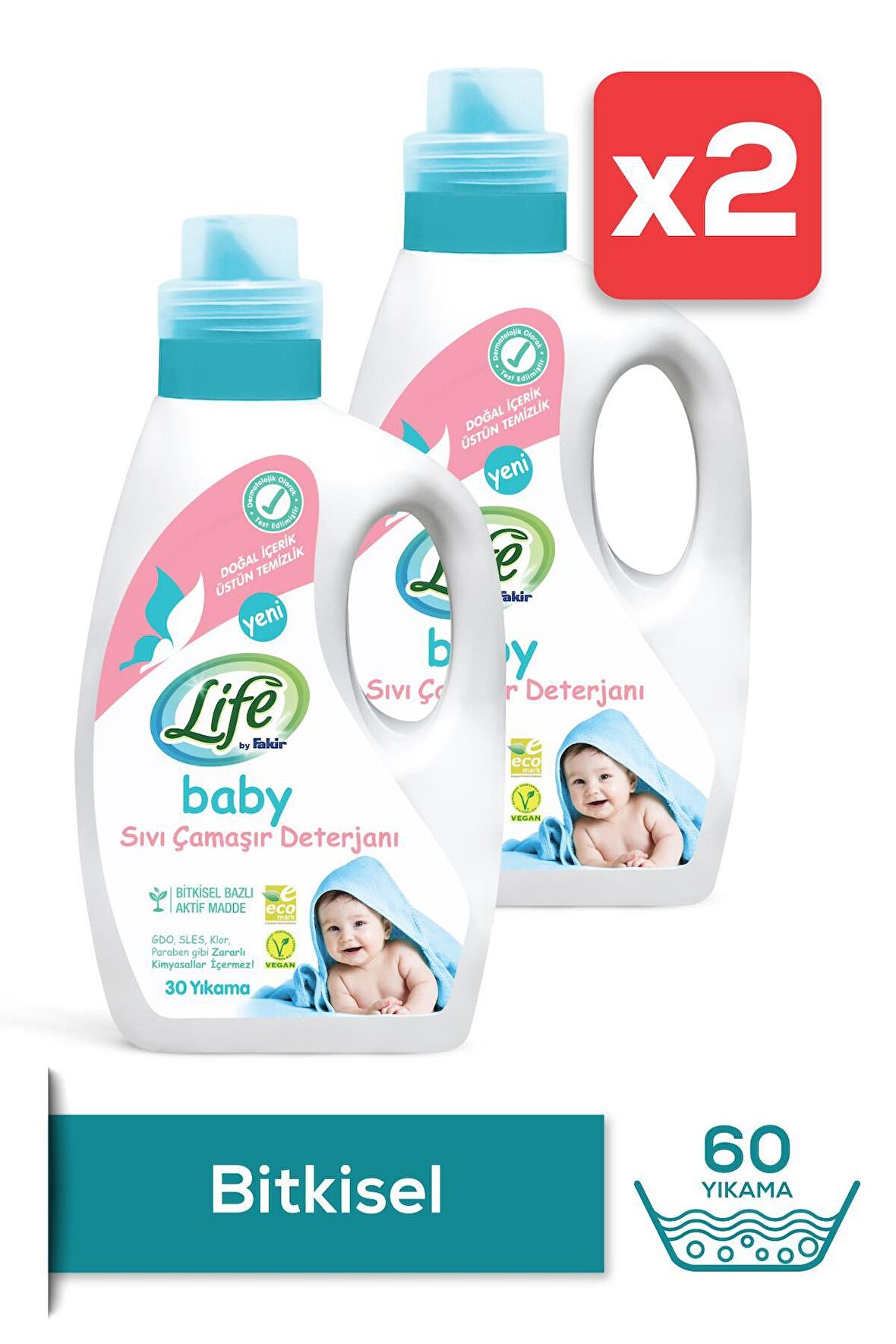 Life By Fakir Bitkisel Bazlı Vegan Sıvı Bebek Deterjanı 1500 ml x 2 Adet