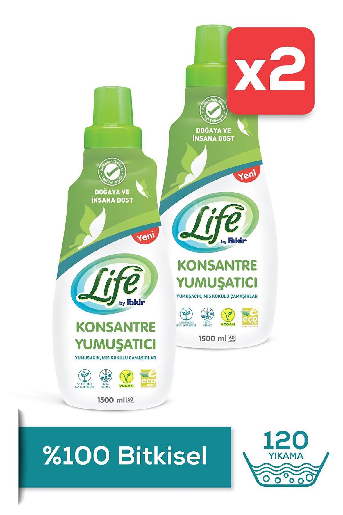 Life By Fakir 60 Yıkama Yumuşatıcı 1.5 lt 2'li