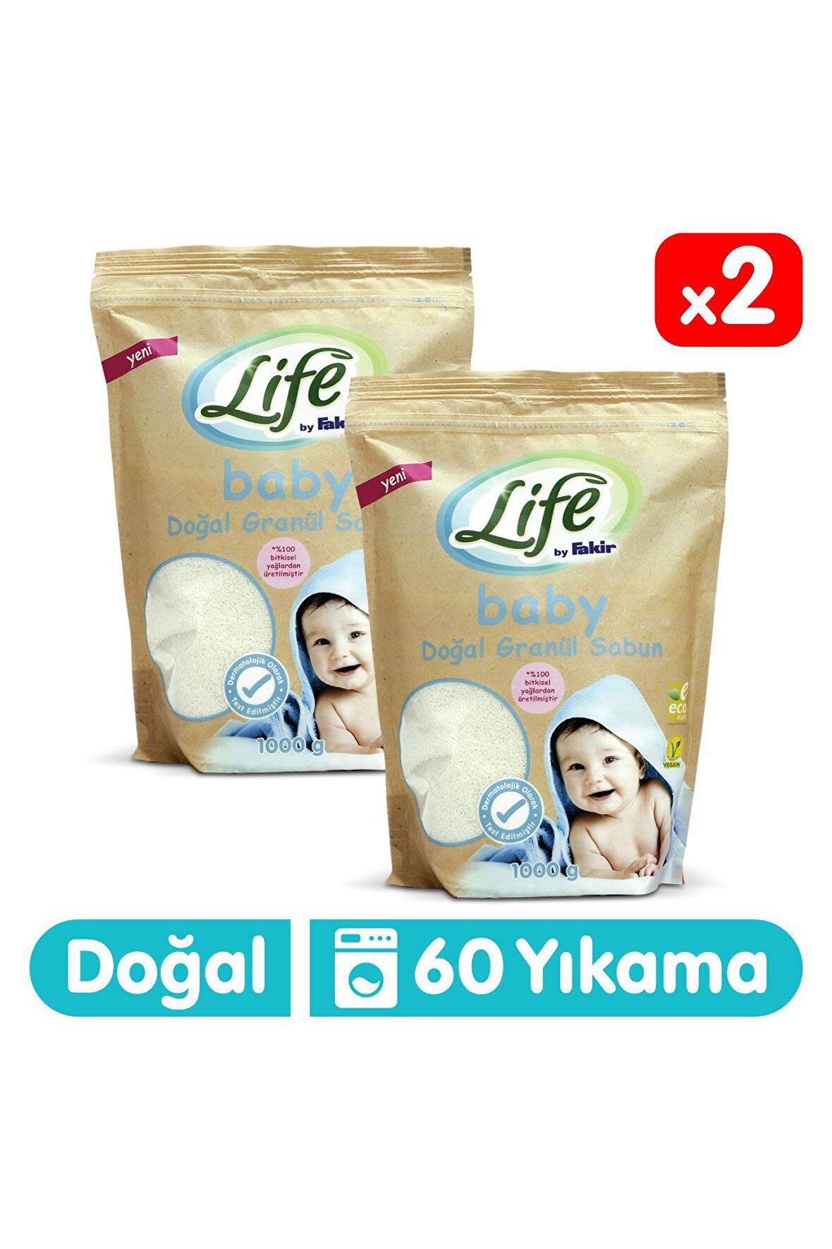 Life By Fakir Doğal Bebek Granül Toz Sabun 1 kg x 2 Adet