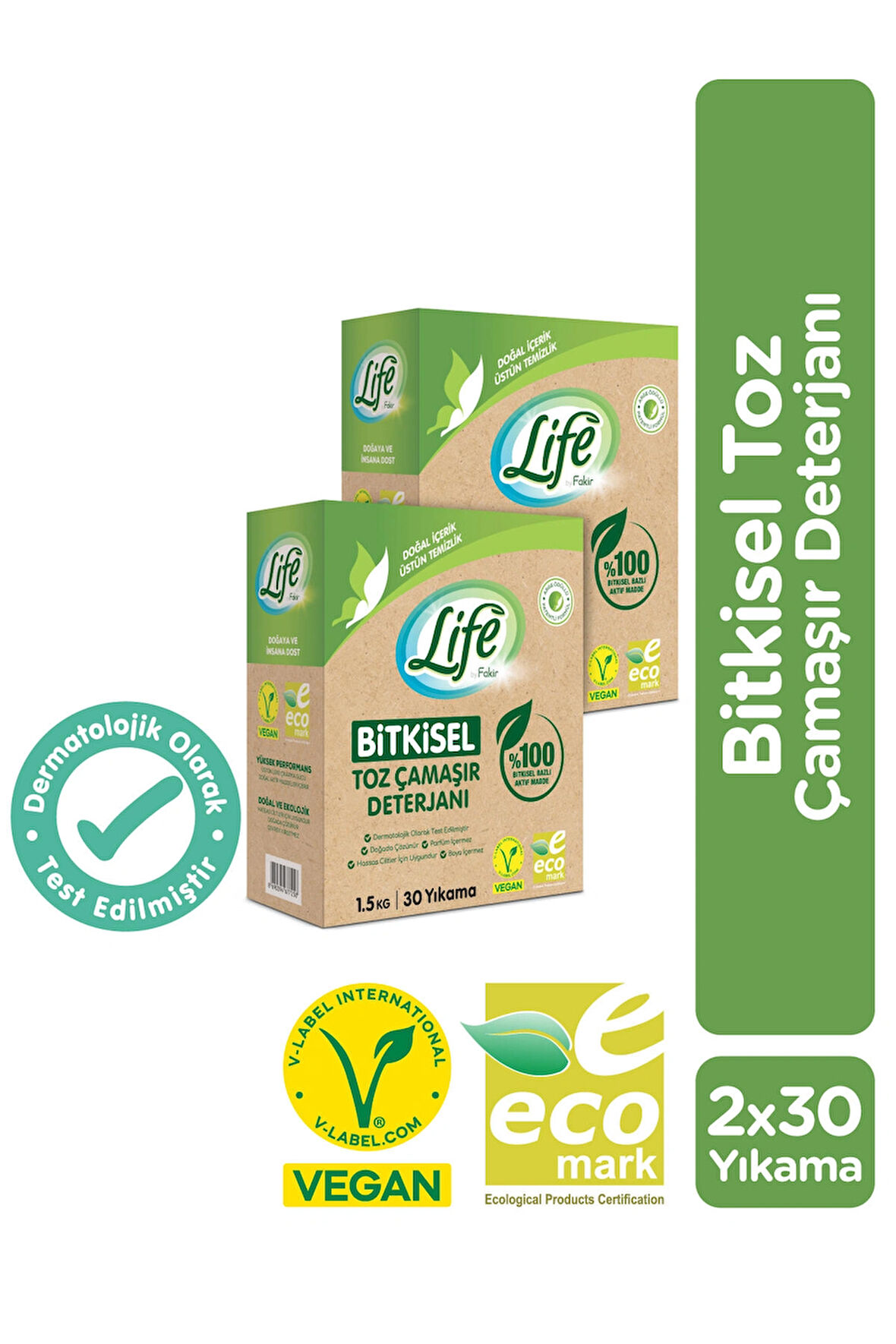 %100 Bitkisel Bazlı Doğal Vegan Toz Çamaşır Deterjanı 1.5kg X 2 Adet, %100 Doğal Temizlik