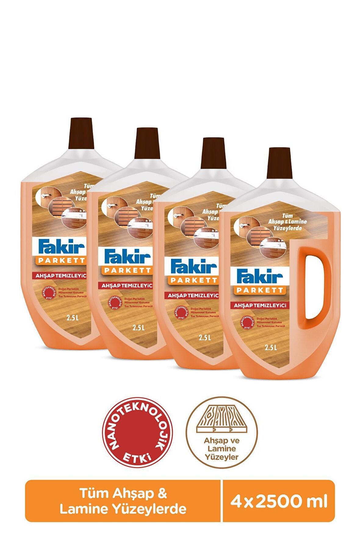 Fakir Parkett Nano Teknolojili Ahşap Temizleyici 2.5L x 4 Adet