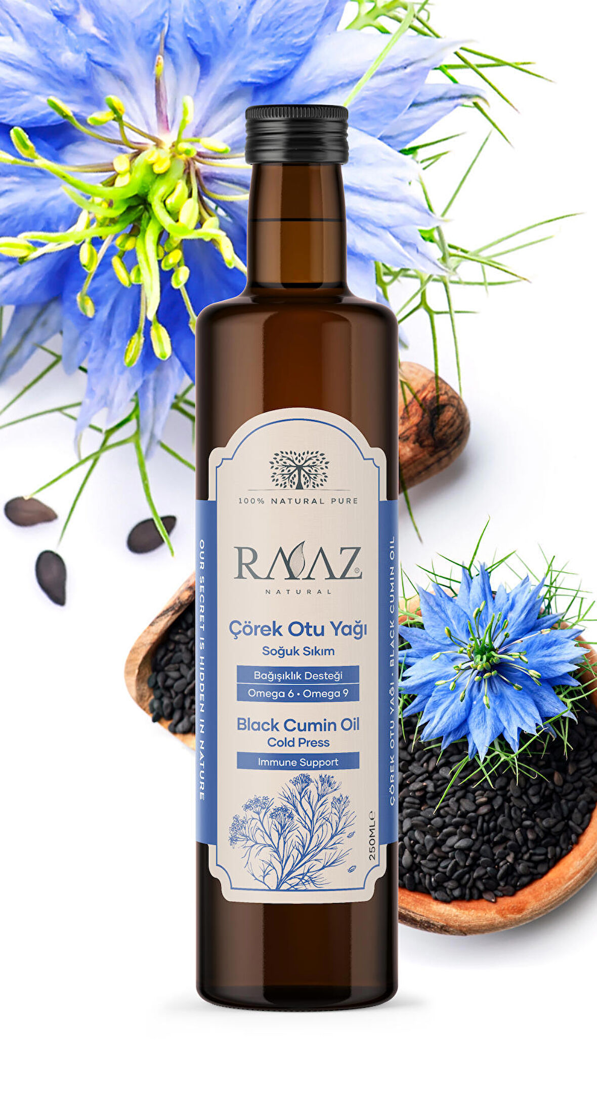 RAAZ Çörek Otu Yağı 250 ml Soğuk Sıkım %100 Saf Black Cumin Oil