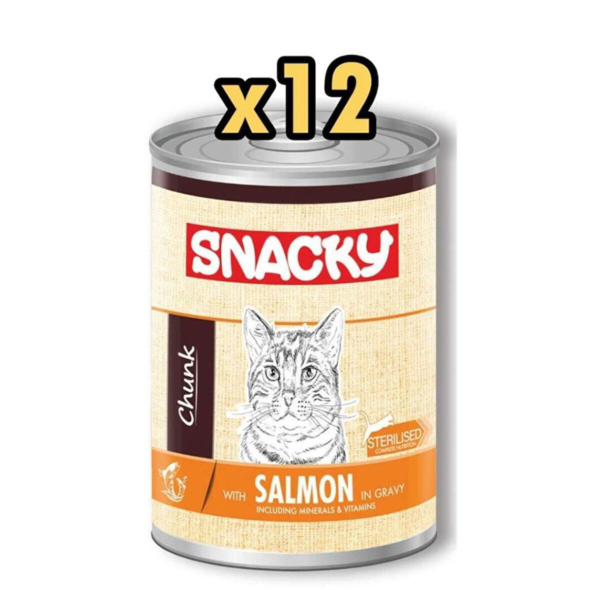 Snacky Chunk Steril Somonlu Kısırlaştırılmış Kedi Konservesi 400 gr 12'li Paket
