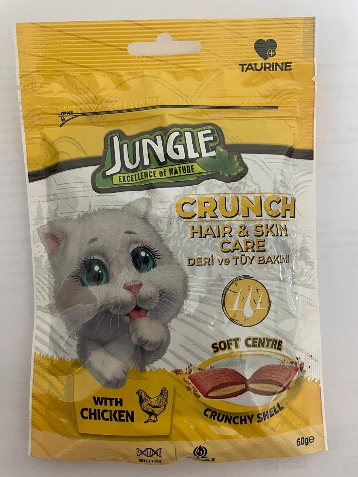 Jungle kedi maması crunch 60g deri ve tüy bakımı