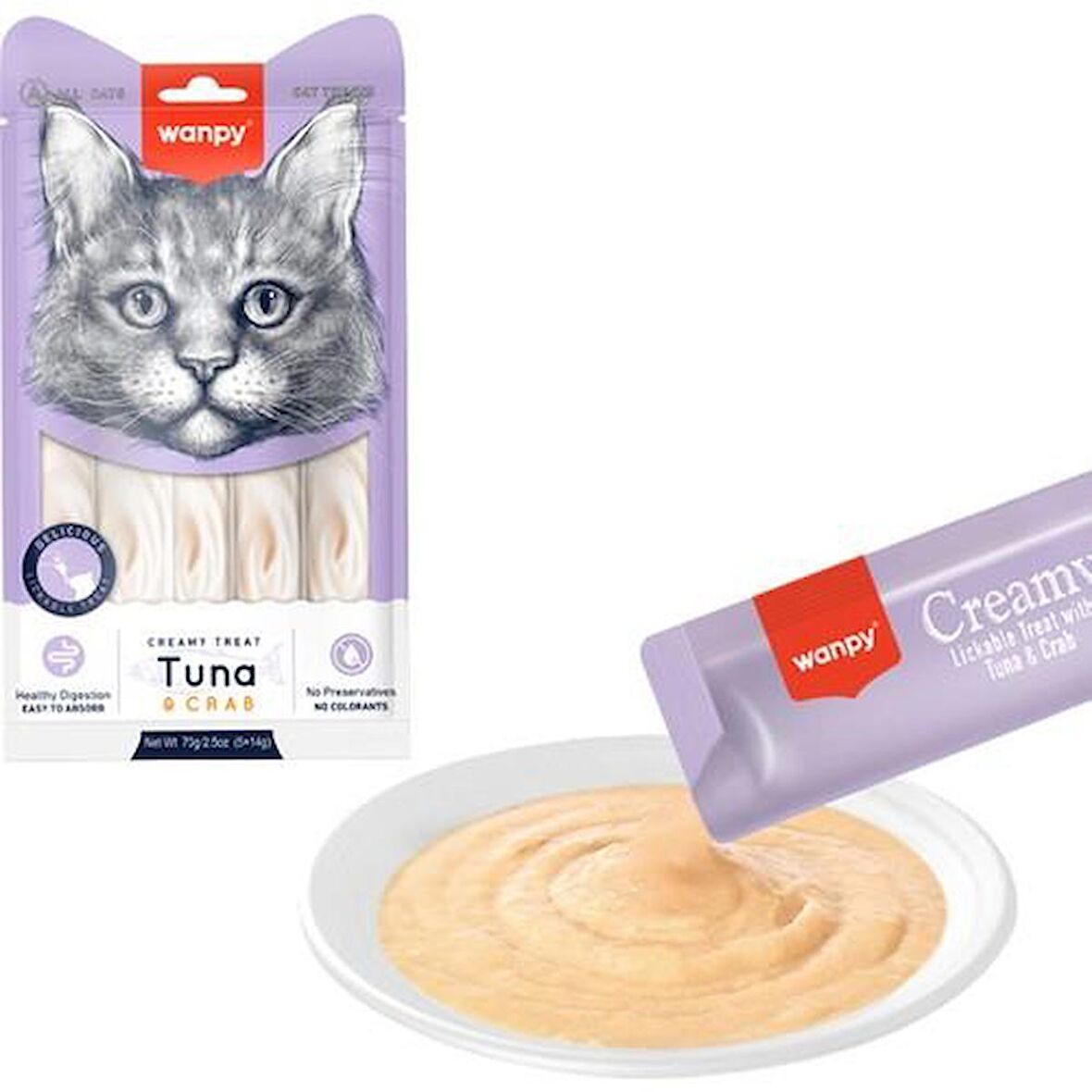  Wanpy Ton Balıklı ve Yengeçli Sıvı Kedi Ödül Maması 5 x 14 Gr 