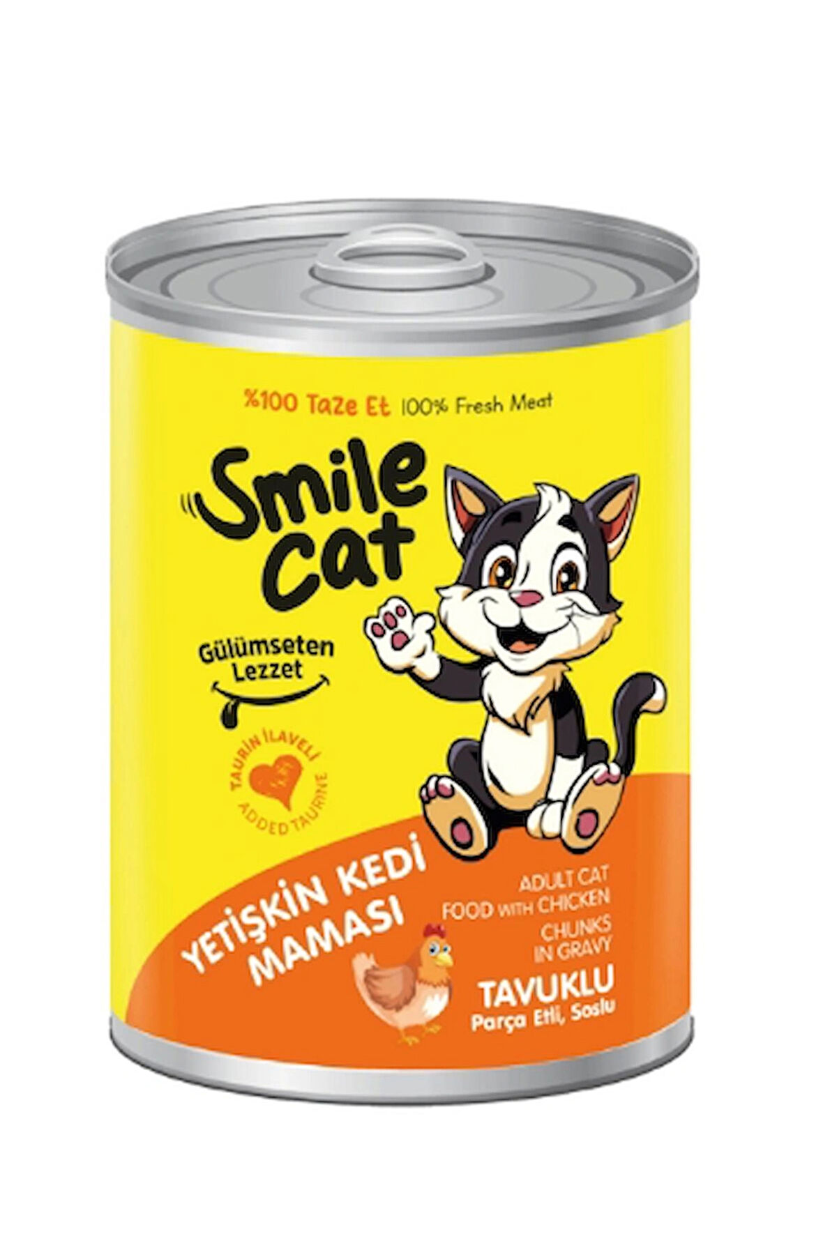SMİLE CAT KONSERVE YETİŞKİN KEDİ MAMASI 400GR TAVUKLU,PARÇA ETLİ SOSLU SML-30