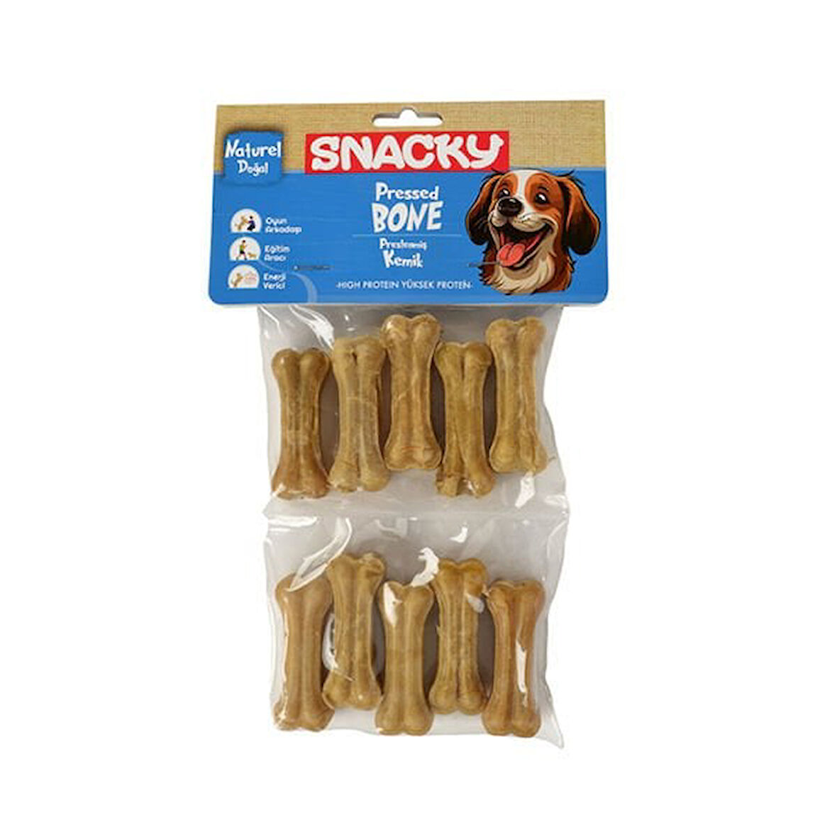 Snacky Natural Preslenmiş Yüksek Proteinli Köpek Çiğneme Kemiği 10 Adet 110 Gr