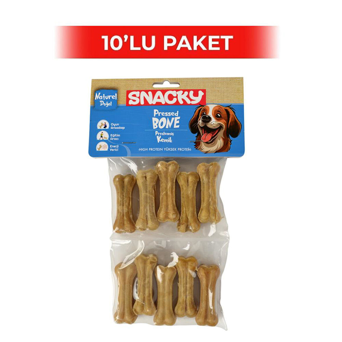 Snacky Natural Köpek Çiğneme Kemiği 5 cm 10'lu 10 Paket
