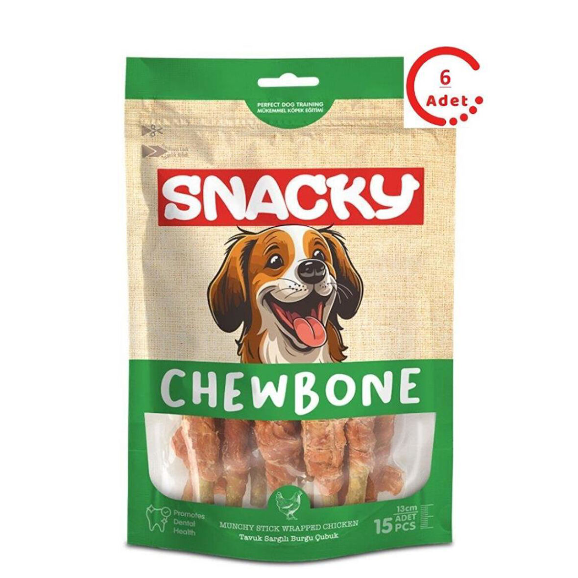 Snacky Munchy Tavuk Sargılı Köpek Ödül 10lu 120 gr x 6 Adet