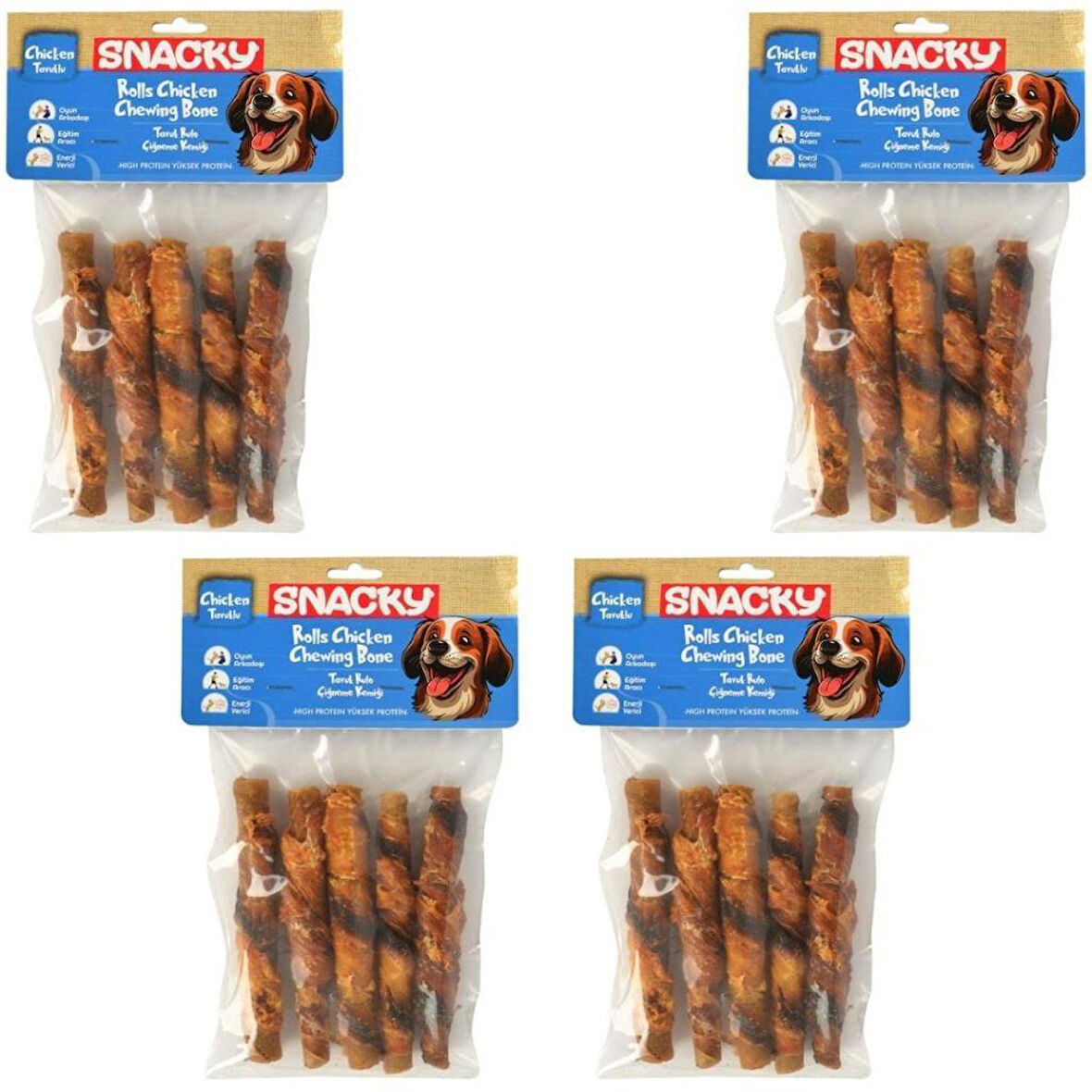 Snacky Füme Tavuk Rulo Köpek Ödül 5li 100 Gr x 4 Adet
