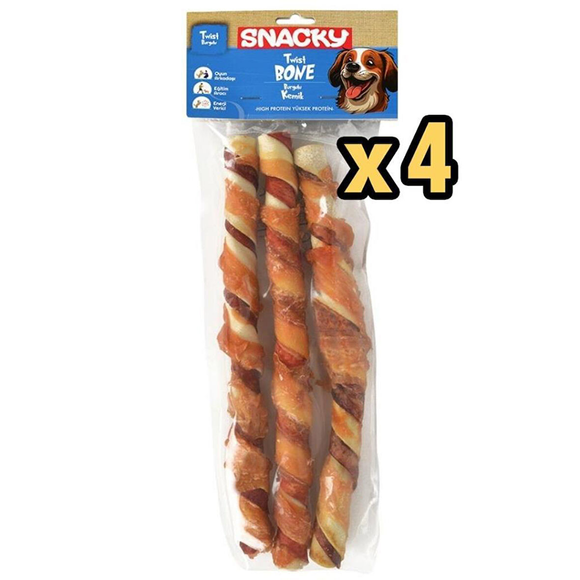 Snacky Çift Renkli Tavuklu Köpek Ödül 3lü x 4 Adet