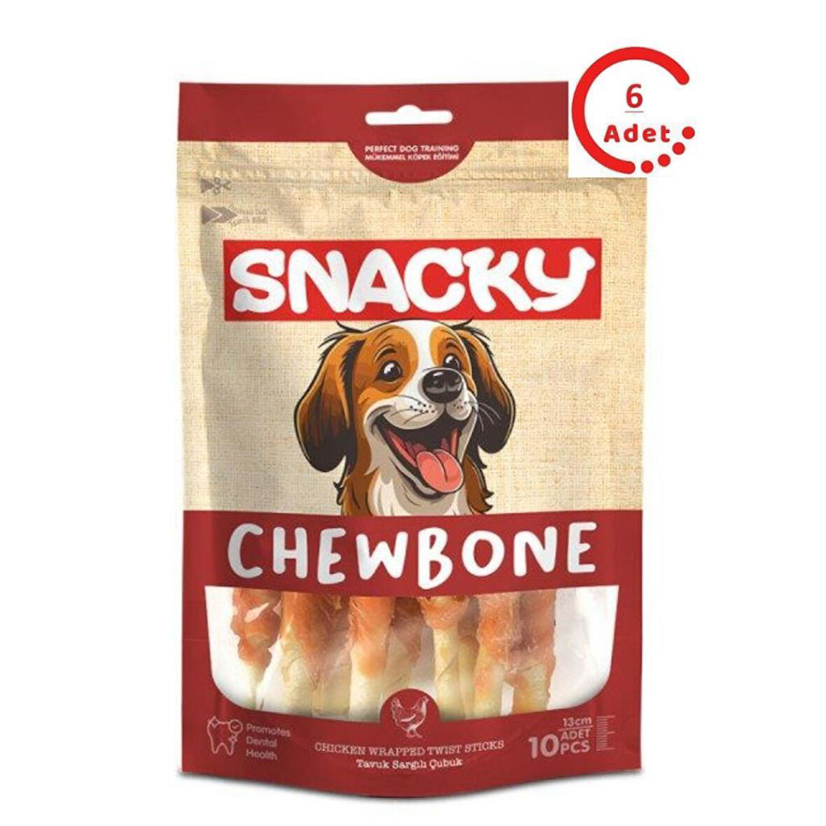 Snacky Tavuk Sargılı Çubuk Köpek Ödül 10'lu 100 Gr x 6 Adet