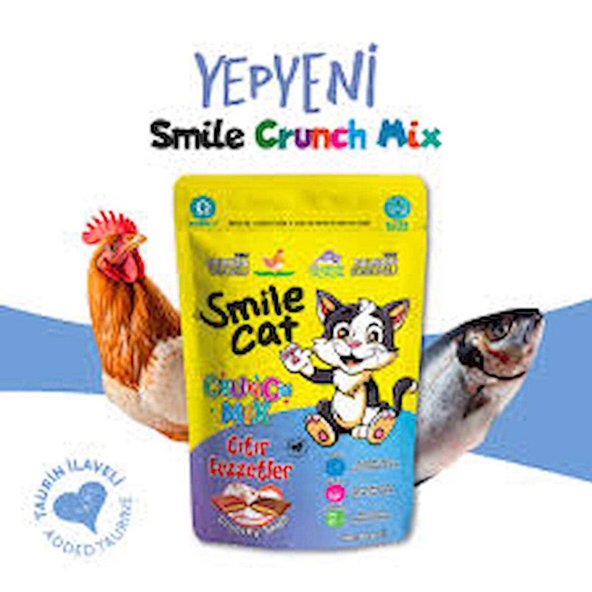 SMİLE CAT CRUNCH ÇITIR LEZZETLER 60GR TAVUKLU VE SOMONLU