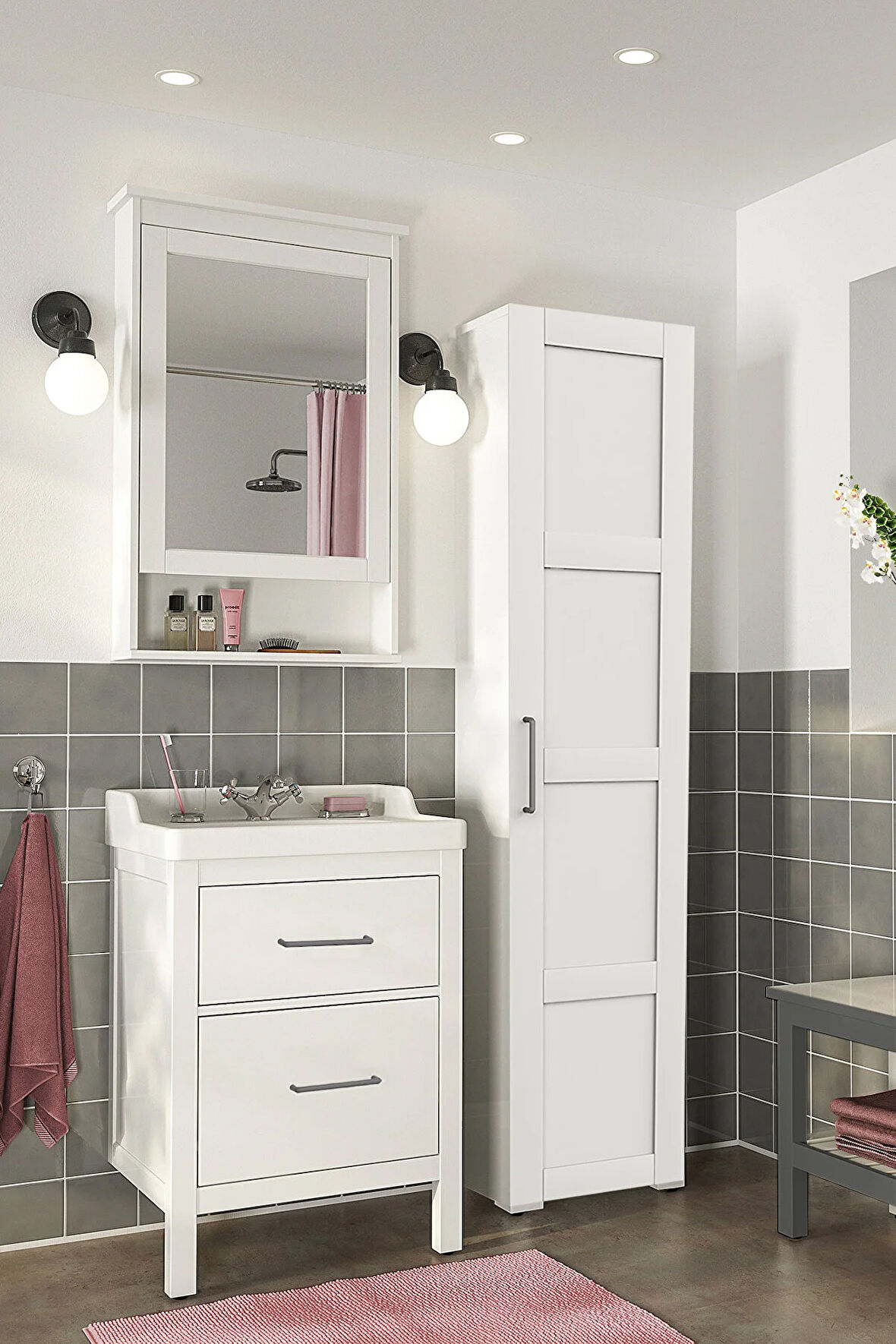 Bny111 Beyaz Kapaklı Banyo Dolabı