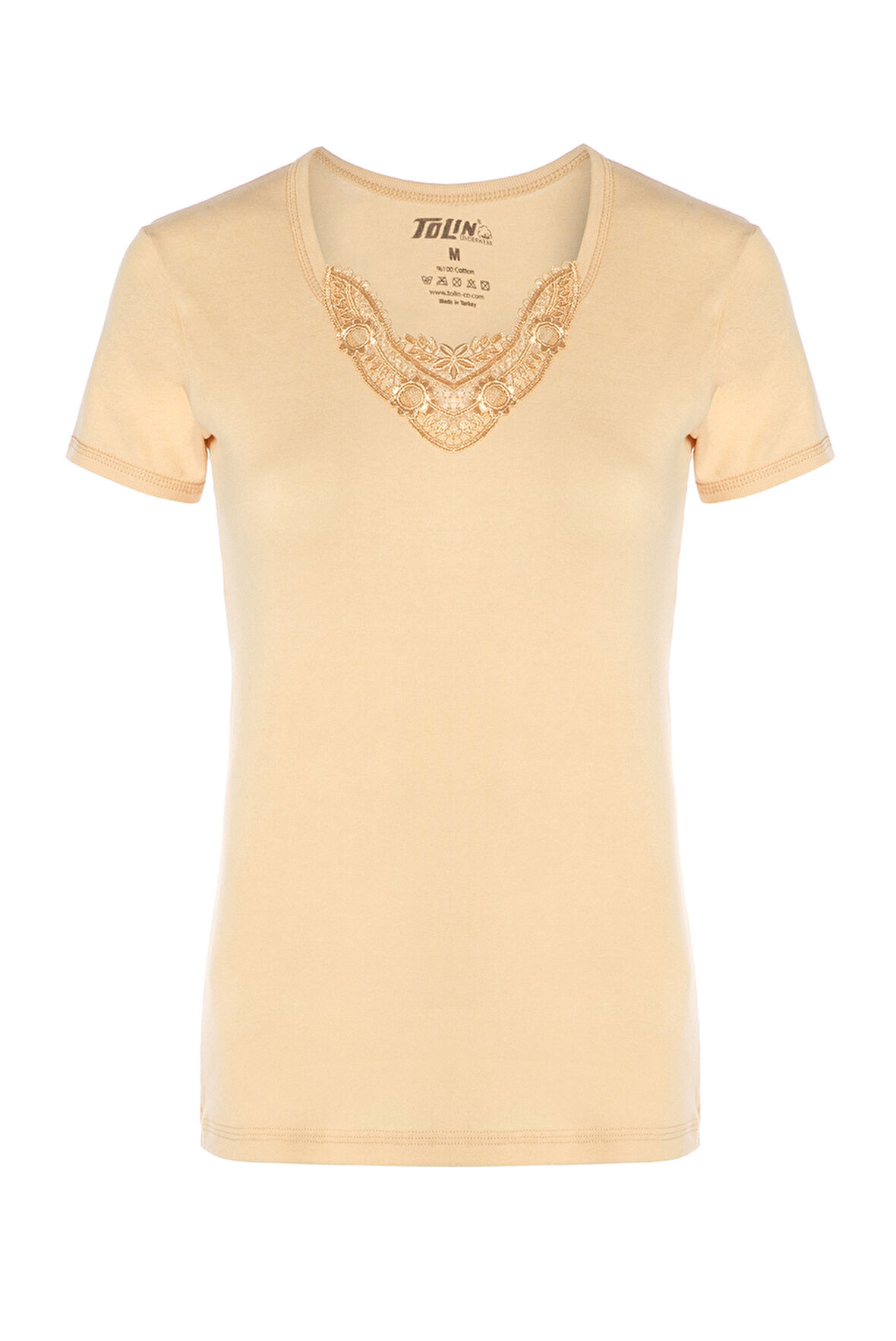 Tolin %100 Pamuk Kadın Güpürlü Kısa Kollu Fanila 322