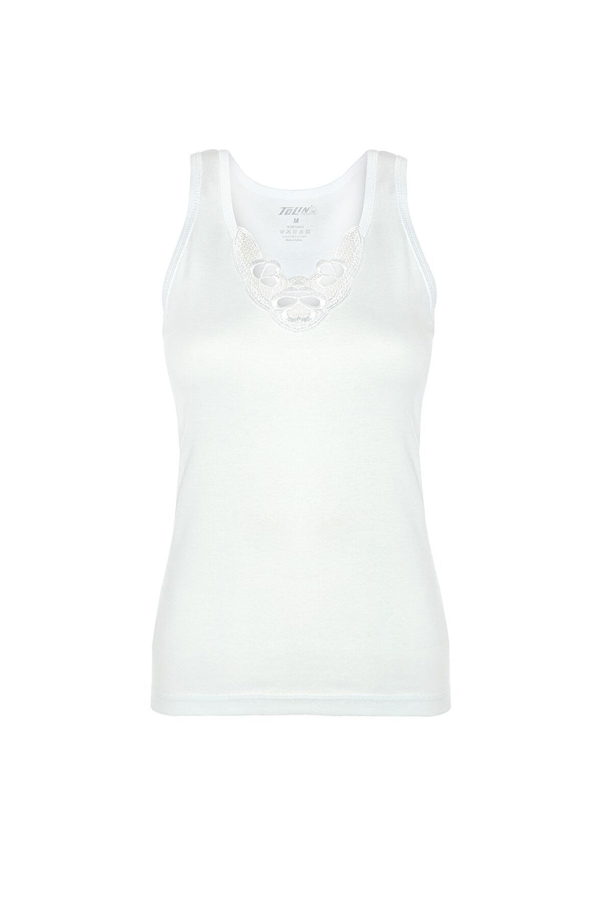 Kadın %100 Pamuk Geniş Askılı Güpürlü Atlet 1215