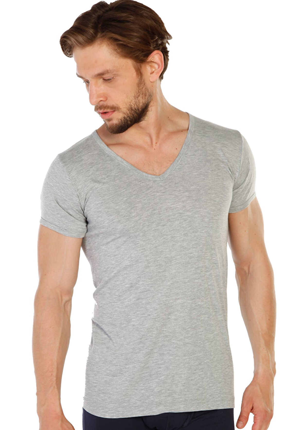 3 lü Paket %100 Pamuk Erkek Süprem V Yaka Fanila 317