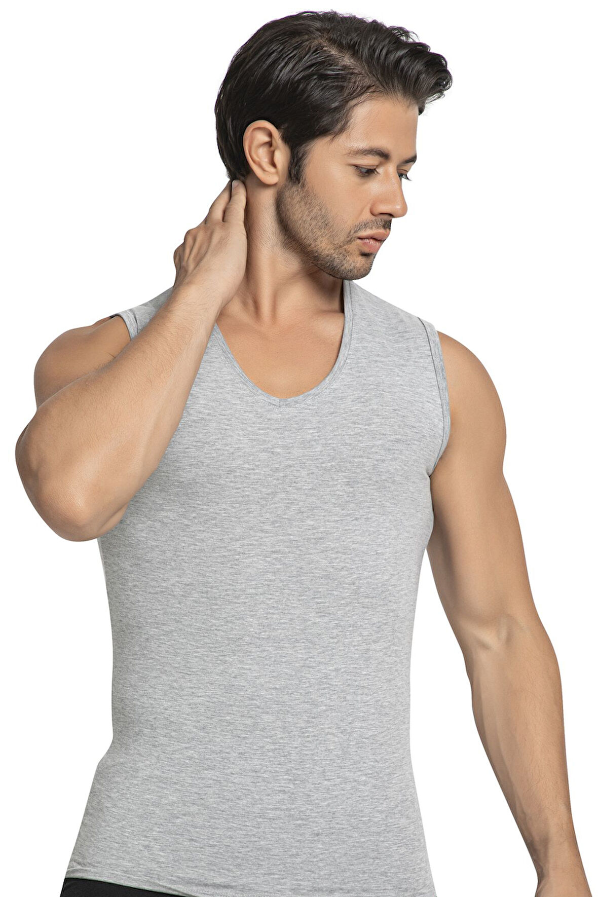 Kolsuz Body Erkek V Yaka Pamuklu Likralı Atlet 1177