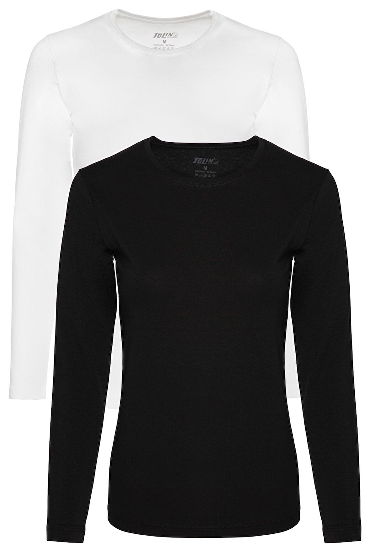 Kadın 2 li Uzun Kollu Pamuklu Likralı Fanila 6217