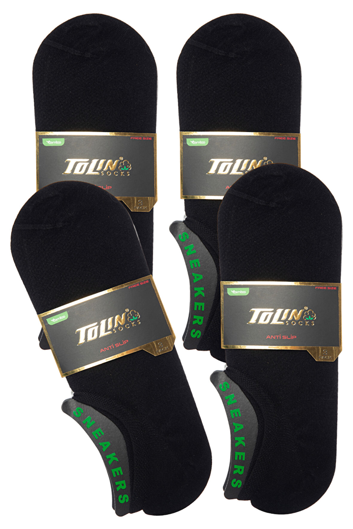 Erkek 12 li Bambu Sneakers Çorap Seti Anti-Slip Kaymaz 10601