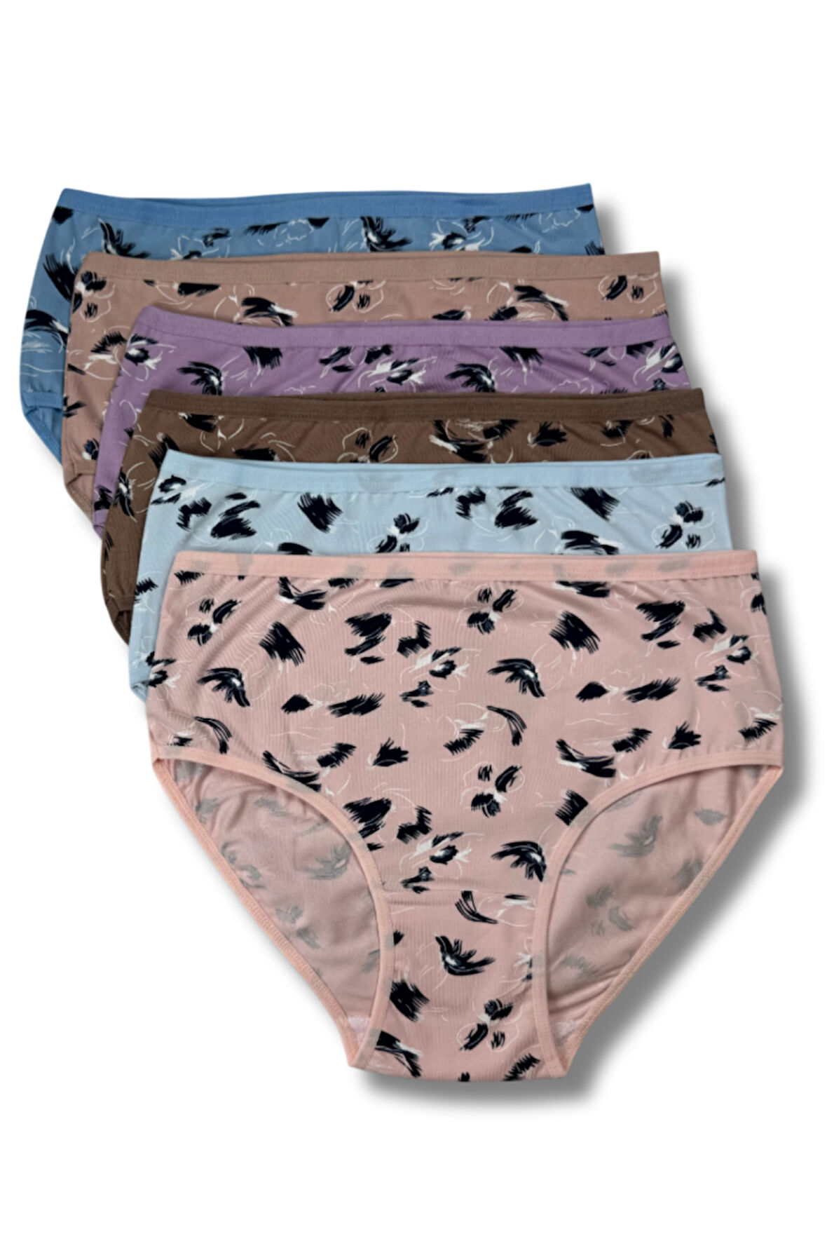 Kadın 6 lı Pamuklu Likralı Havlu Ağ Detaylı Yüksek Bel Külot Seti 2186