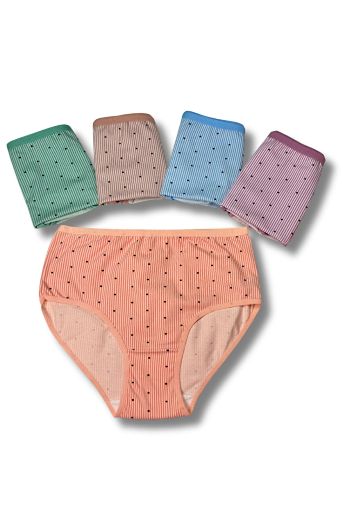 Kadın 6 lı Pamuklu Likralı Havlu Ağ Detaylı Yüksek Bel Külot Seti 2186