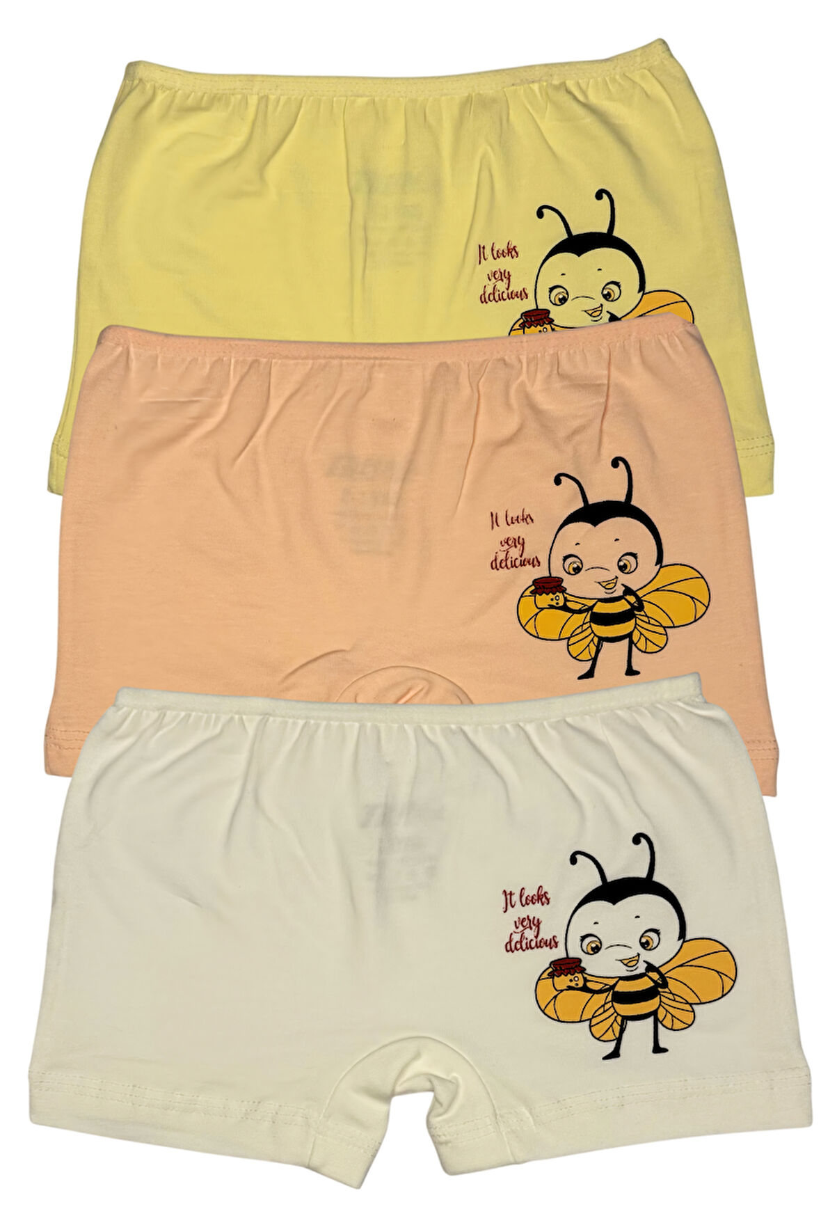 Kız Çocuk 3 lü Paket Pamuklu Likralı Baskılı Şort 443