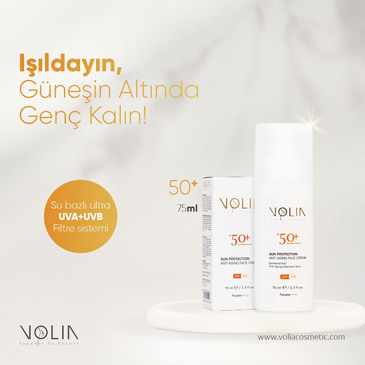 Volia Spf 50 Yüz Kremi | Güneşten Koruyucu Ve Yaşlanma Karşıtı Nemlendirici Krem