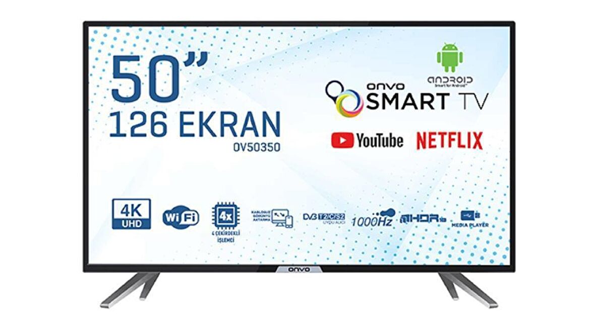 Onvo OV50350 4K Ultra HD 50" 127 Ekran Uydu Alıcılı Android Smart LED TV