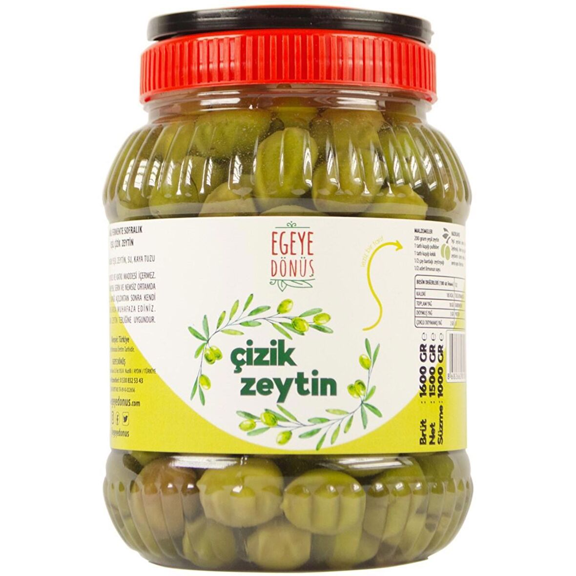 Ev Yapımı Geleneksel Yeşil Çizik Zeytin - 1 Kg. (Naturel Salamura Sadece Tuz ve Su İçerir)