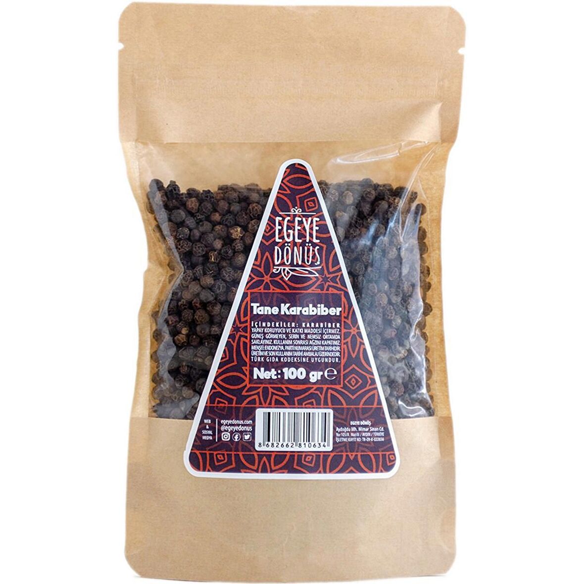 Tane Karabiber (Elenmiş Kara Biber Tane Baharat) - 100 Gr. (1. Kalite)