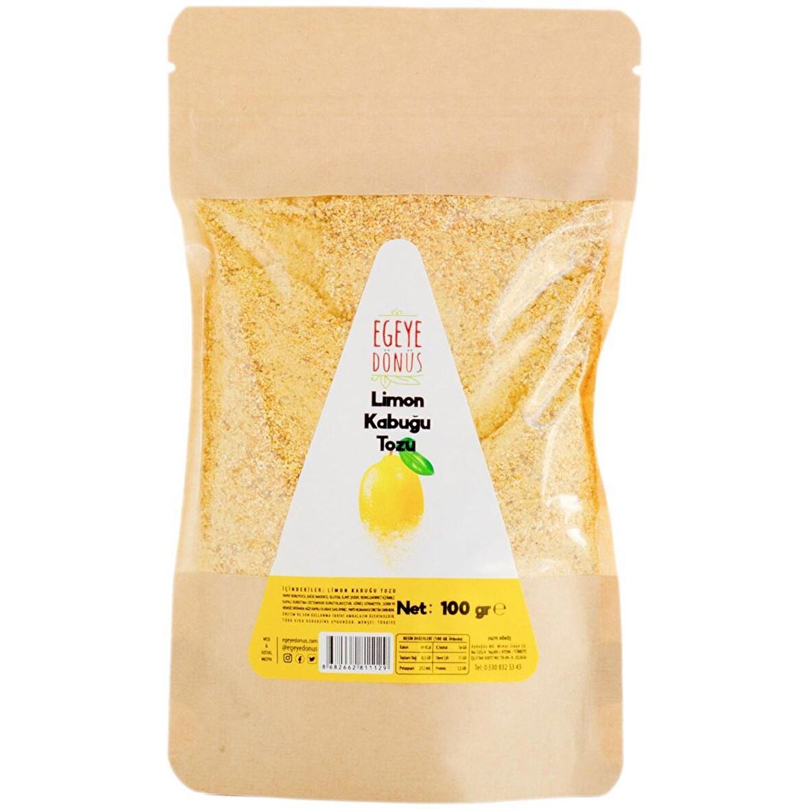 Glutensiz Limon Kabuğu Tozu - 100 Gr. (Yüksek Aroma - Renk Verici - Katkı Koruyucu İçermez.)