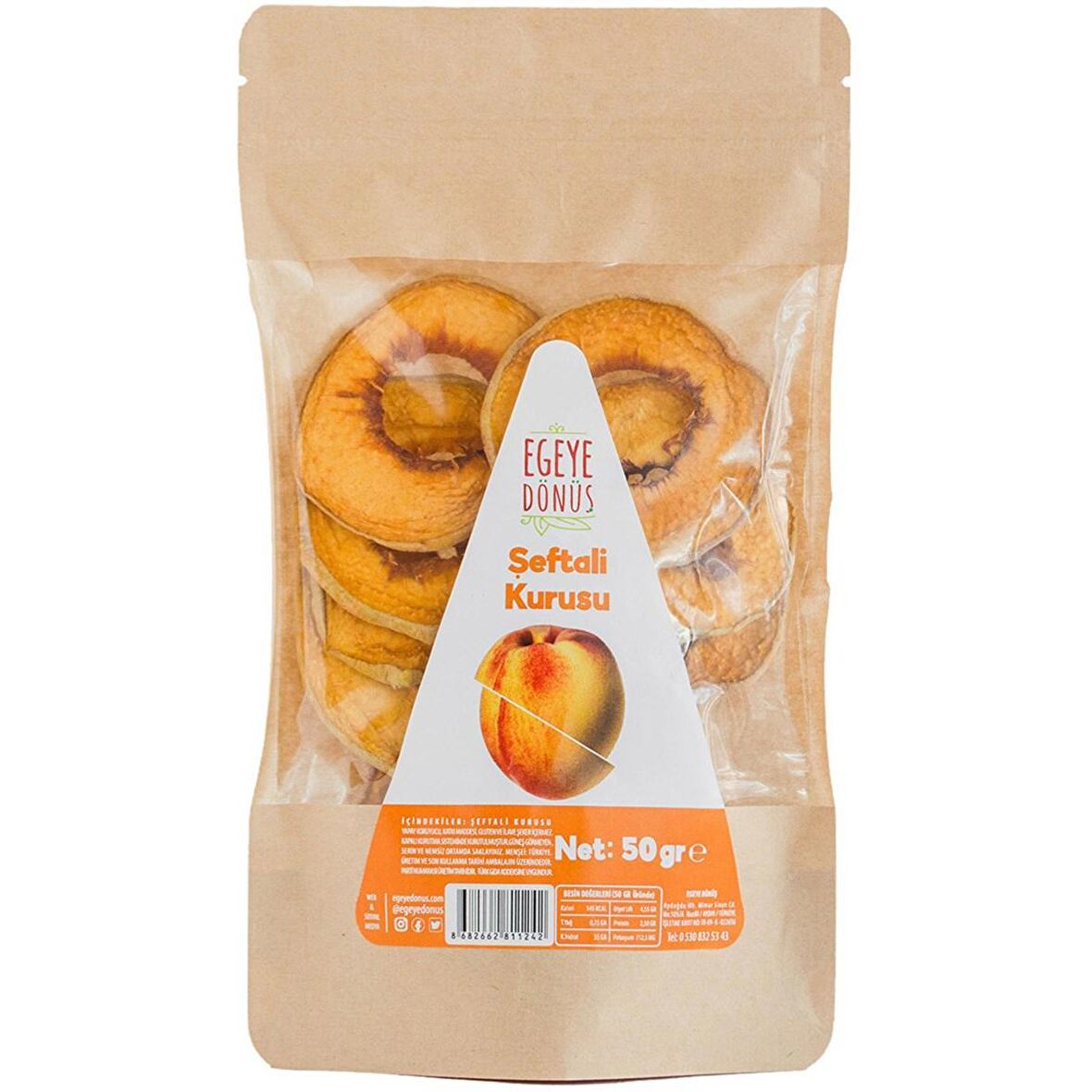 Şekersiz Şeftali Meyvesi Kurusu Cipsi - 50 Gr. (Yüksek Aroma - Kokteyl Meyvesi - Katkı Koruyucu İçermez)