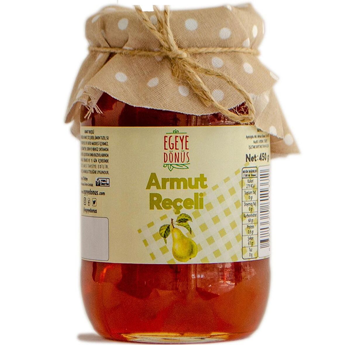 Geleneksel Armut Reçeli Cam Kavanoz - 450 Gr. (%65-%70 Meyve Oranı)