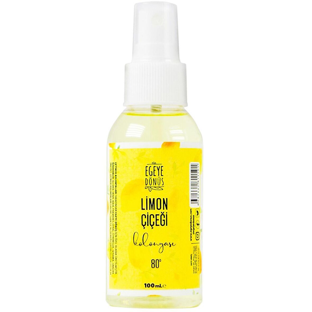 Egeye Dönüş Limon Çiçeği 80 Derece Pet Şişe 100 ml Kolonya