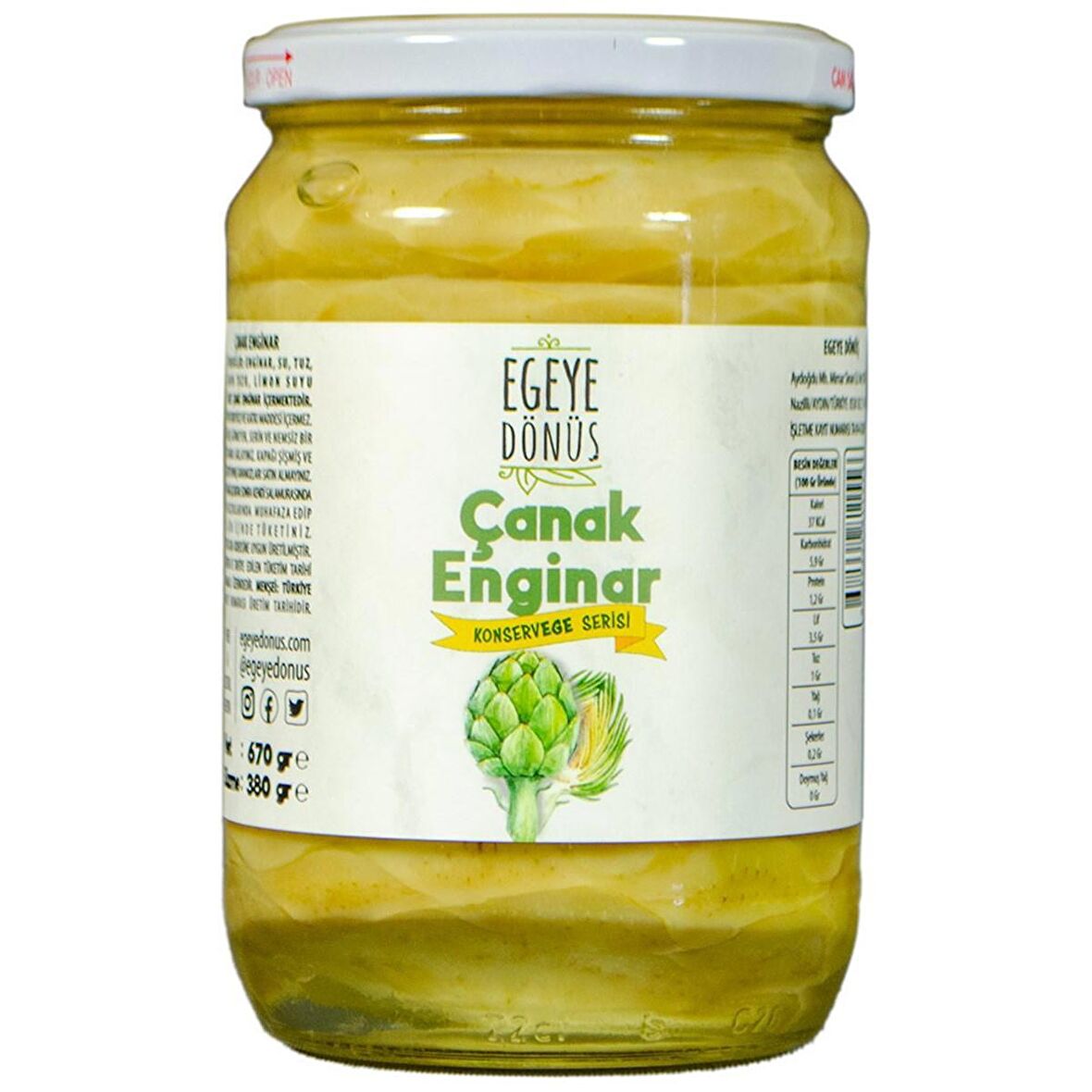 Çanak Enginar Konserve - Çanak Enginar Kalbi (Meze, Izgara, Salata için Yemeğe Hazır) - 670 Gr.