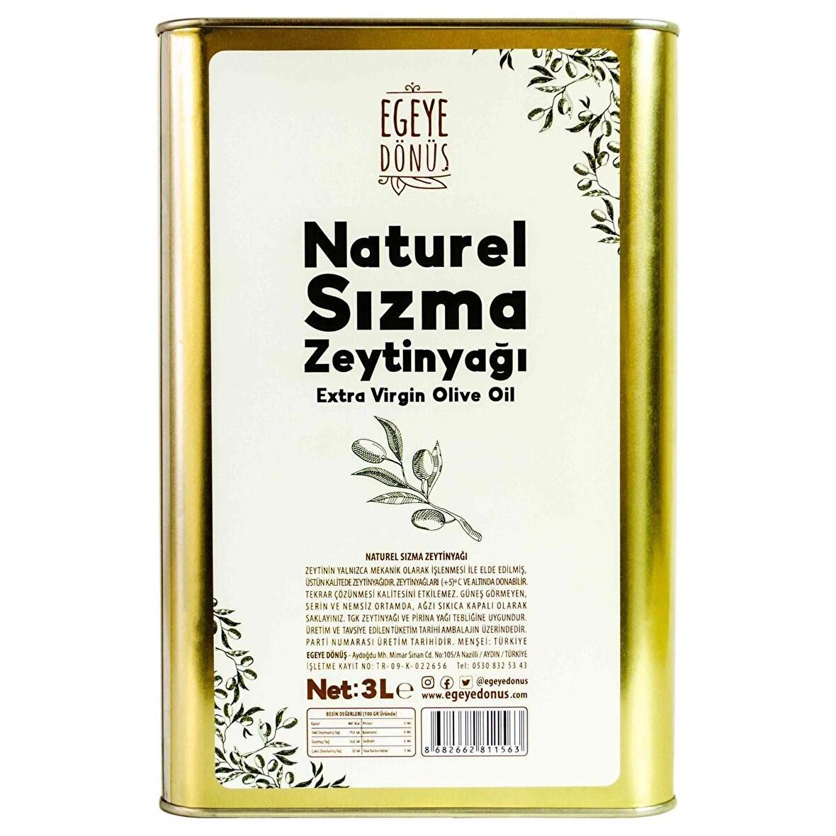 Natürel Sızma Zeytinyağı Teneke (Yeni Sezon) - 3 Litre