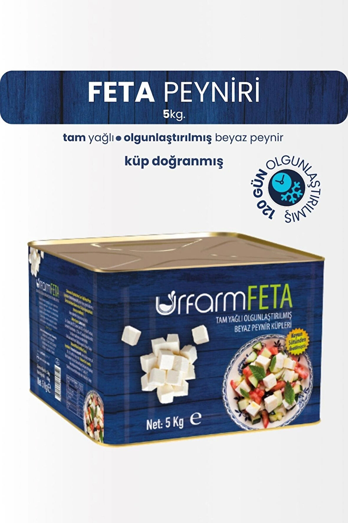 Feta Peyniri 5 Kg. Küp Doğranmış | Tam Yağlı Beyaz Peynir (feta cheese)