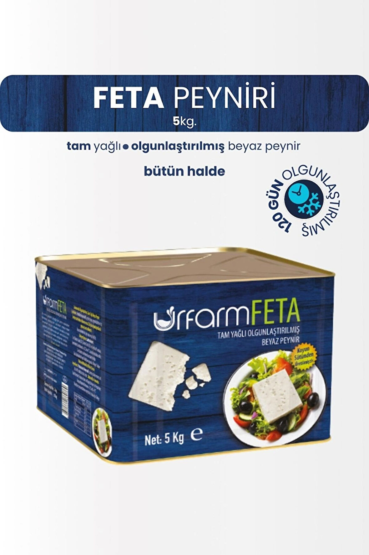 Feta Peyniri 5 Kg. Bütün Halde | Tam Yağlı Beyaz Peynir (feta cheese)