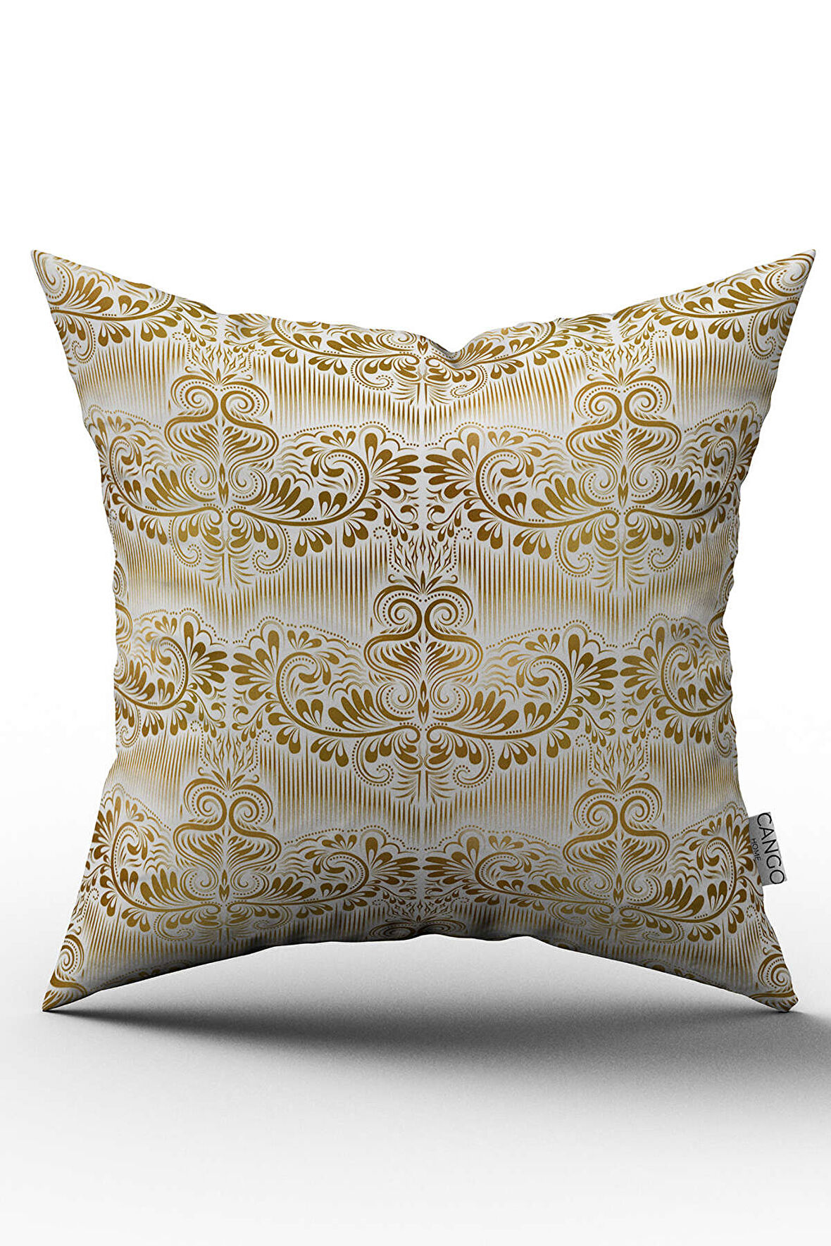 Sarı Beyaz Damask Desenli Dijital Baskılı Kırlent Kılıfı  - OTYK011