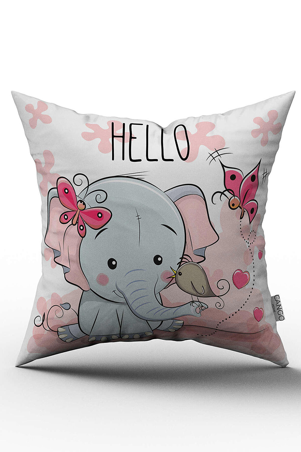 Pembe Hello Filli Dijital Baskılı Çocuk Kırlent Yastık Kılıfı  - CHCCK07