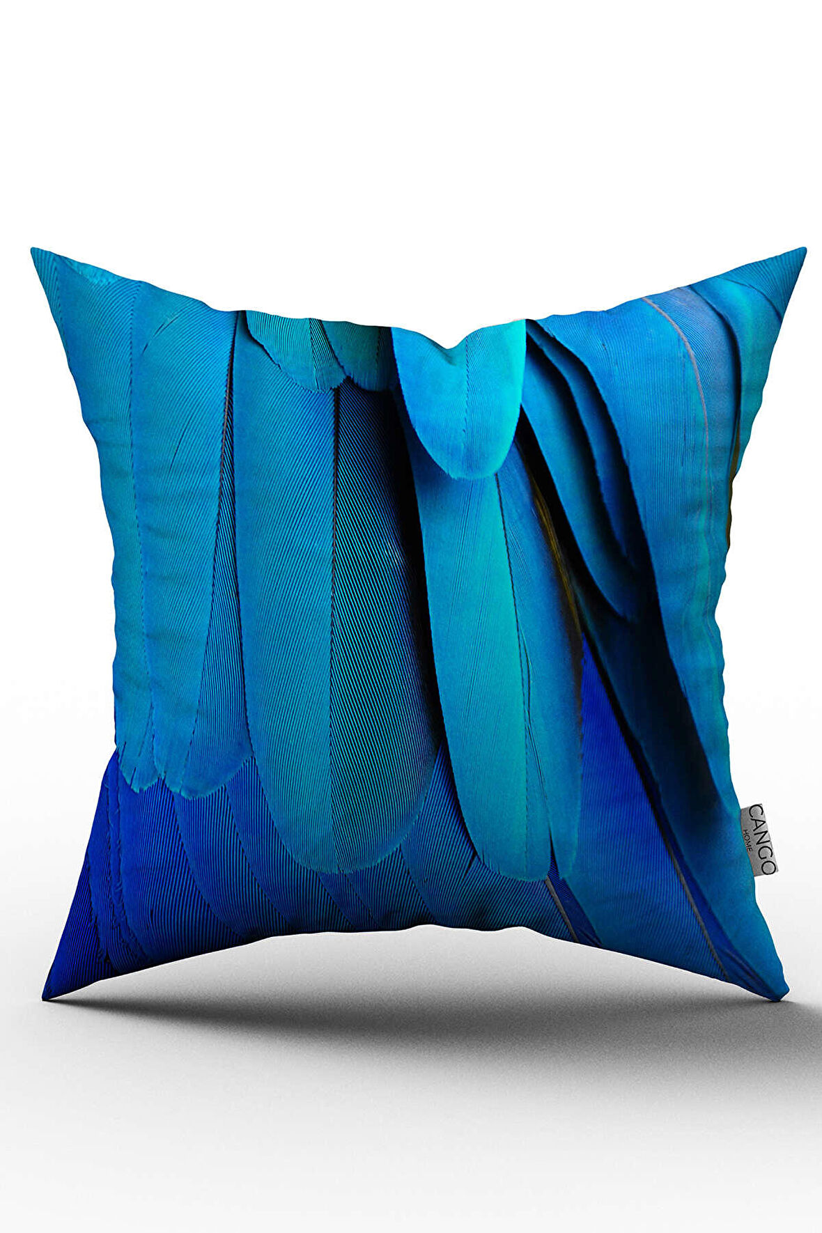 Çift Taraflı Mavi Yakın Detay Tüy Desenli Dijital Baskılı Kırlent Kılıfı - OTYK494-CT