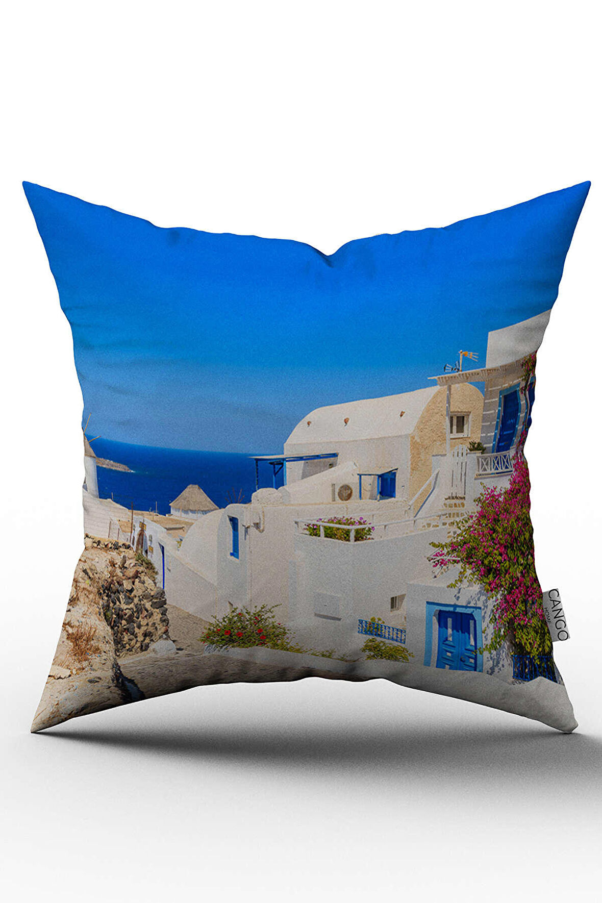 Çift Taraflı Beyaz  Manzara Temalı Dijital Baskılı Kırlent Kılıfı - OTYK485-CT