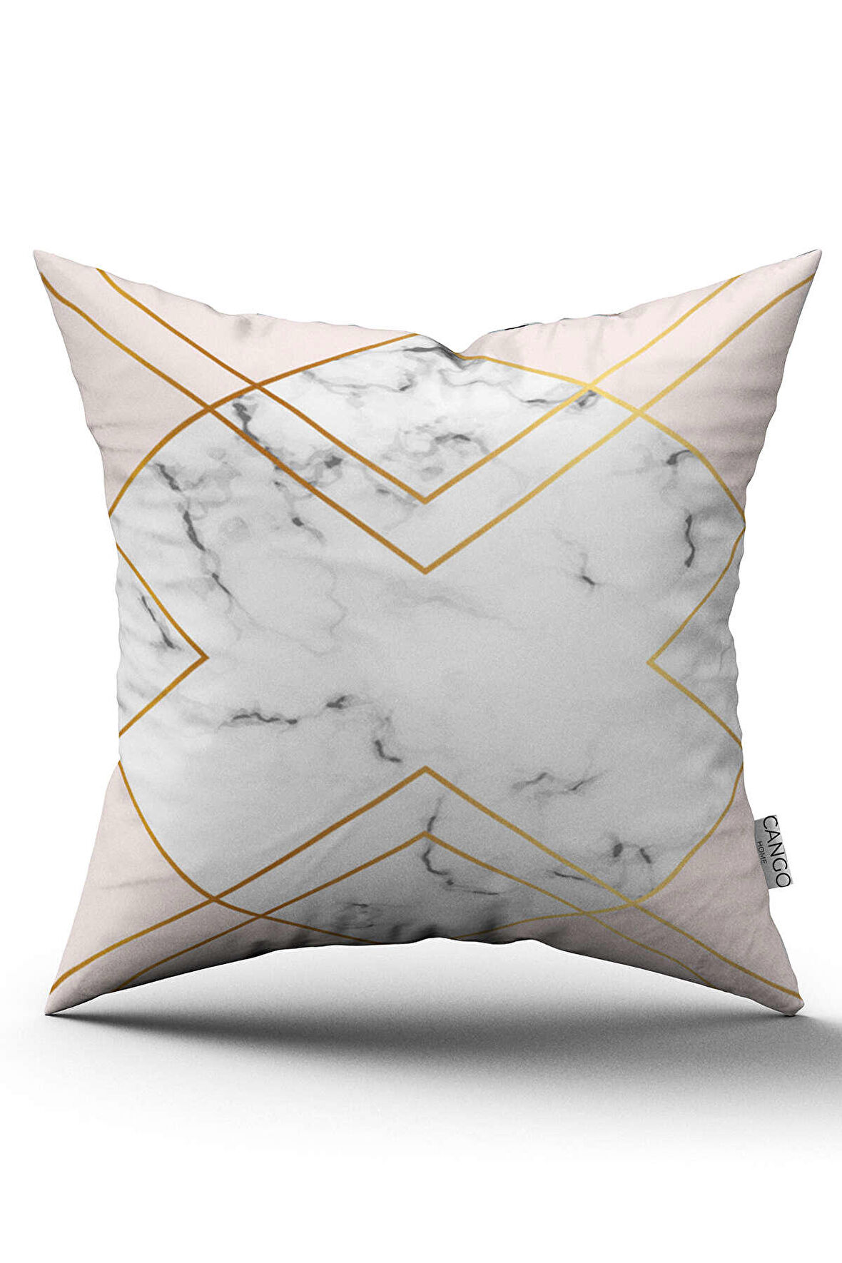 Gri Pembe Dekoratif Soyut Mermer Desenli Çift Taraflı Dijital Baskılı Kırlent Kılıfı - YLMS89