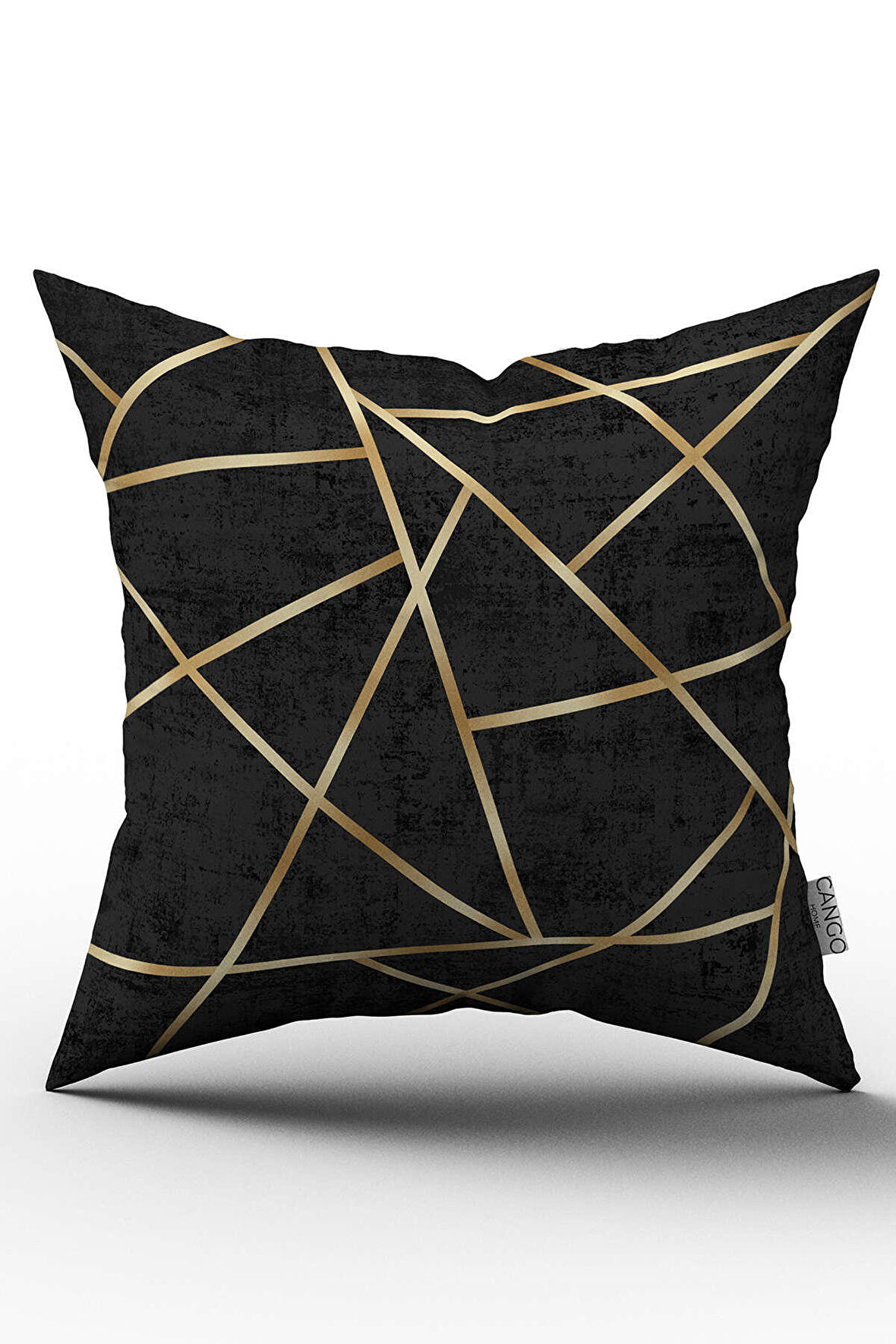 Siyah Sarı Geometrik Dekoratif Modern Desenli Çift Taraflı Dijital Baskılı Kırlent Kılıfı - YLMS92