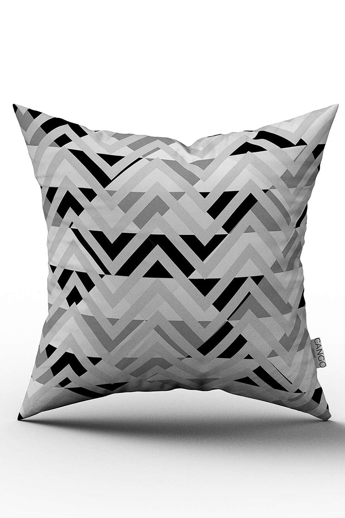 Gri Siyah Geometrik Modern Desenli Çift Taraflı Dijital Baskılı Kırlent Kılıfı  - YLMS105
