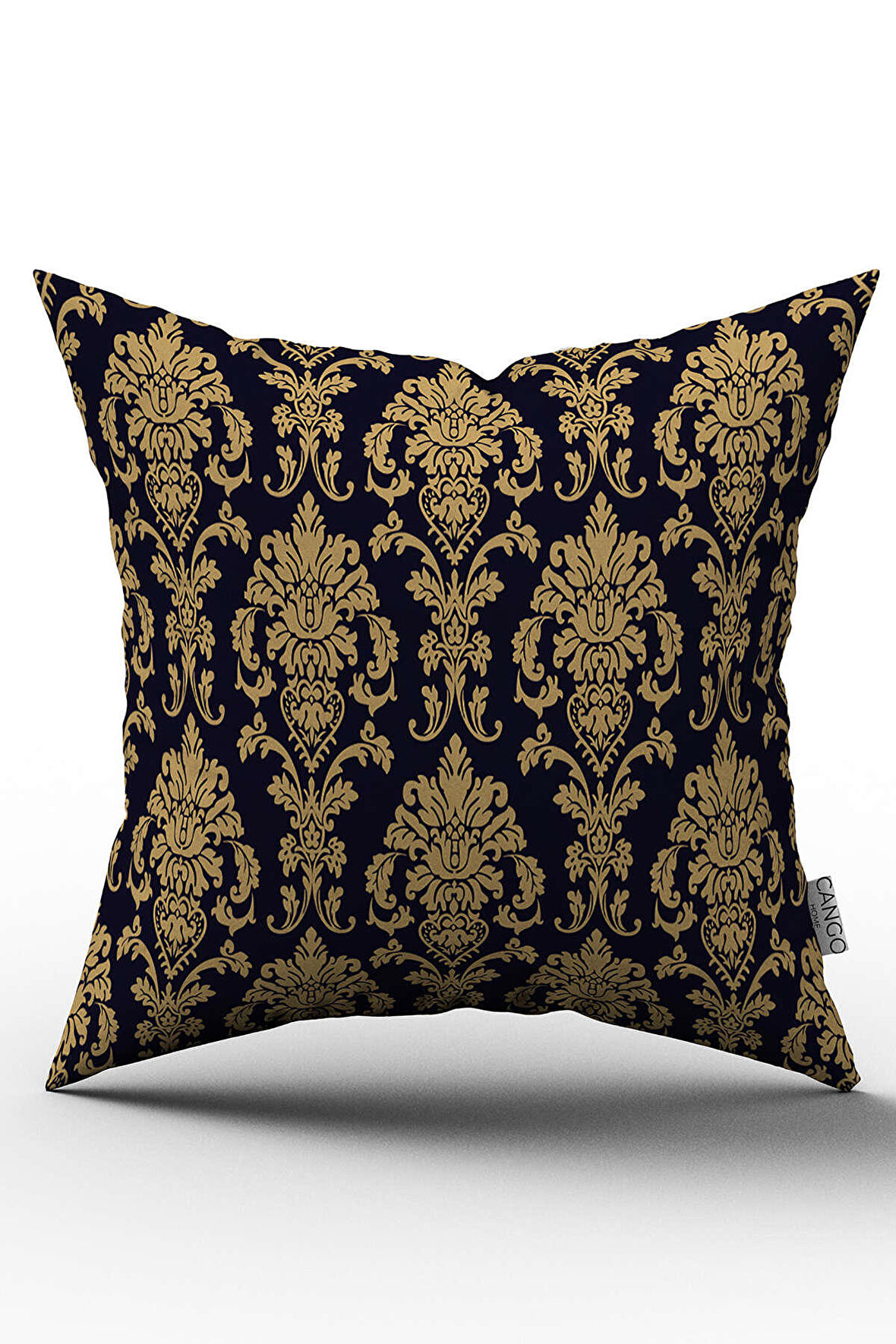Çift Taraflı Siyah Sarı Damask Desenli Dijital Baskılı Kırlent Kılıfı - OTYK005-CT
