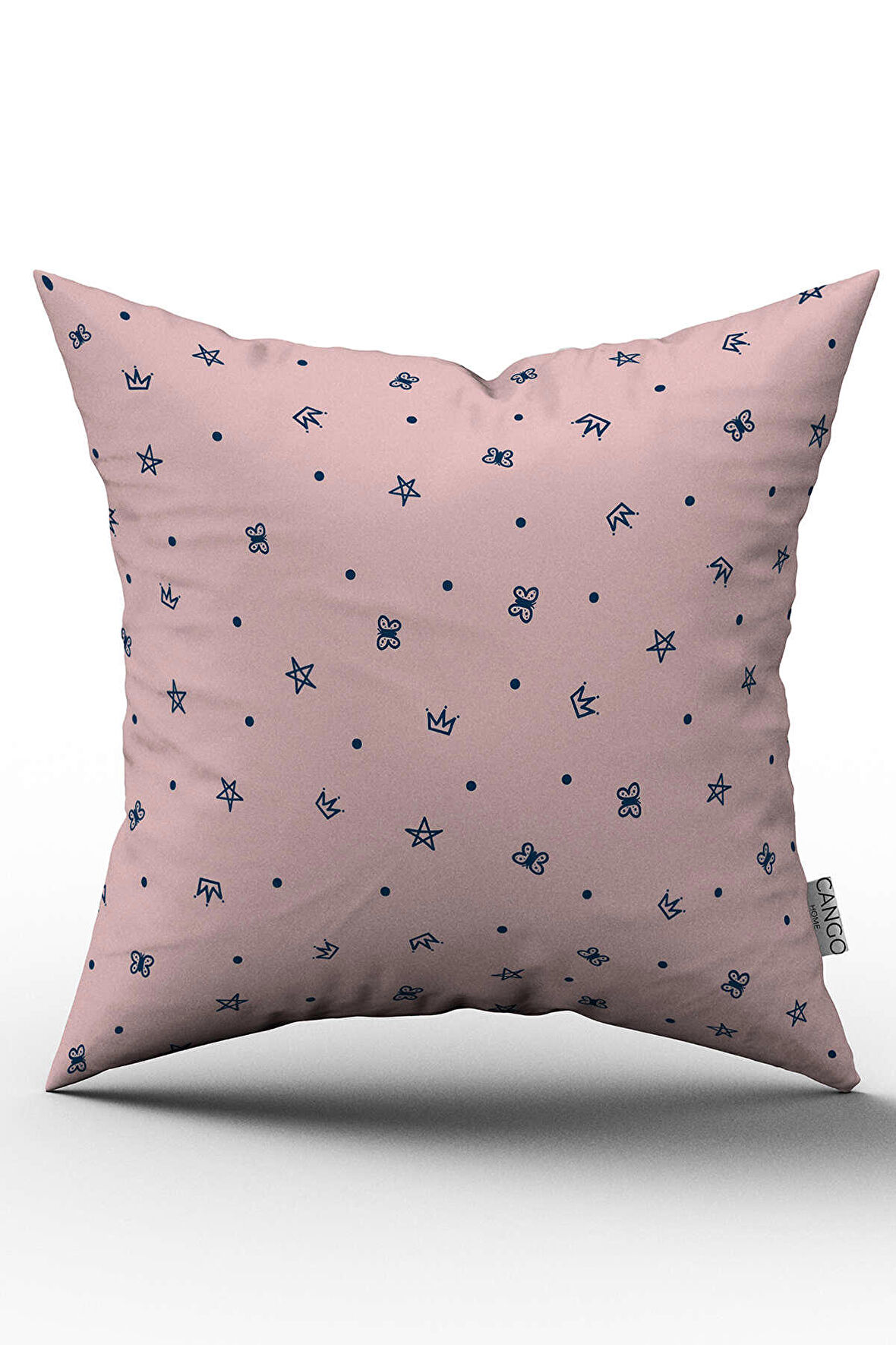 Pembe Lacivert Taç Yıldızlı Çocuk Kırlent Yastık Kılıfı - CGH039